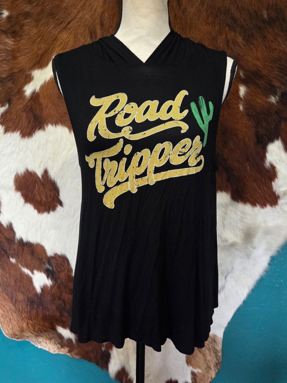 Road Tripper Graphic Sleeveless Women's Top - Black